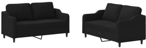 HETFTJN Couch Klein Schlafcouch Camping Sofa Camping Couch - 2-TLG. Sofagarnitur mit Kissen Schwarz Stoff für Sitzzimmer Hotelzimmer Schlafzimmer Relaxationsraum