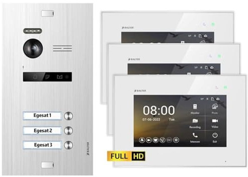 BALTER EVO HD Unterputz Silber 3x7 Monitor Weiß Video Türsprechanlage Set 3 FAM