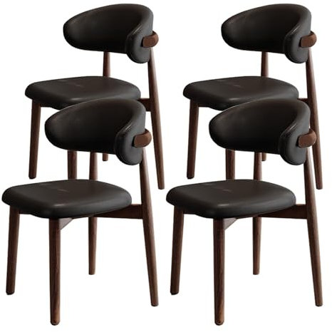 Set mit 4 MDining-Stühlen aus der Mitte des Jahrhunderts mit gebogener Rückenlehne, PU-Leder-Polsterung, solide Beine, stilvolle Armlehnenlose Küchensitze