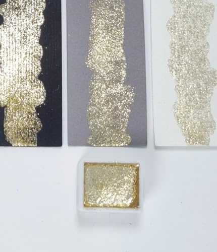 GLOWYBOX Holografische Glitter Aquarellfarbe, Glitzer Aquarell Glitzer Wasserfarben Holografische Farbe Glitter Farbe Wasserfarbe gold glitter gold Farbe GOLD GLITZER