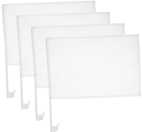 SWOOMEY 4pcs Blank Handheld Flags 43cm Poles Car Decoration Diy Signal Flags White 30x45cm for Sports Events and Fan Cheering