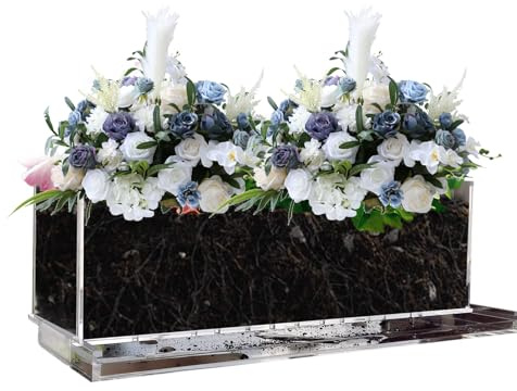 Planteur De Fenêtres en Acrylique - Pot À Fleurs Rectangulaire Transparent avec Trou De Drainage, Jardinière Intérieur pour Le Rebord De La Fenêtre, Récipient De Transparentes Modern