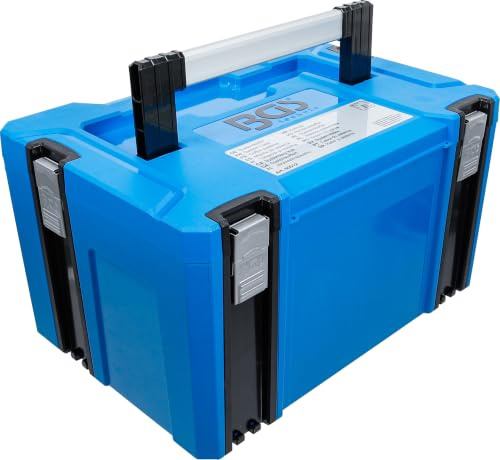 BGS 80012 | Systemkoffer Größe L für Werkzeug | ABS-Kunststoff | stapelbar | Schaumstoff-Schutzpolster im Deckel | 4 Schnappschlösser | klappbarer Aluminium-Tragegriff | Klicksystem