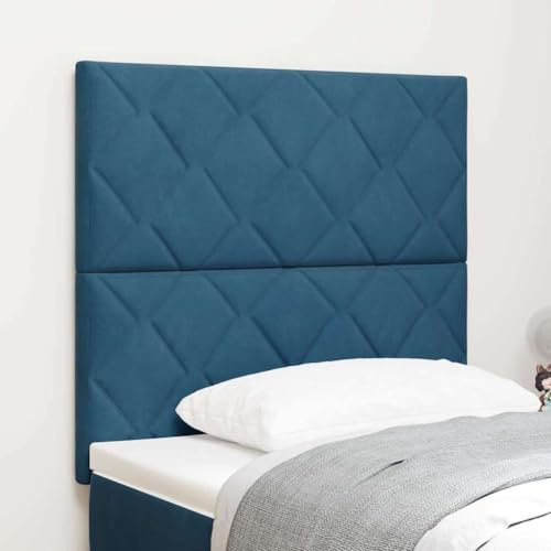 QJBSAVVA Samt Kopfteil Dunkelblau 100 x 118 cm Modernes Wandkissen mit geometrischem Muster Höhenverstellbar & Bequem für Schlafzimmer