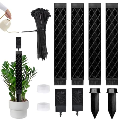 KBIBCK Moosstab für Monstera Rankhilfe Zimmerpflanzen, 4x25cm Selbstbewässerung Moosstab, Mit Erdspieße und Garten Drehbinder, Pflanzenhalter für Zimmerpflanzen(4 Stück)
