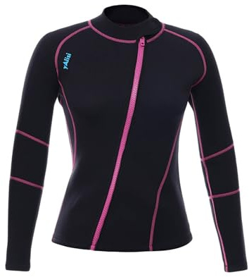 Yruioon Women Wetsuit Top 3mm Neoprene Jacket for Swimming Snorkeling Scuba Diving Surfing Sailing Black X-Large