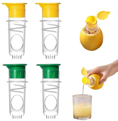 SEABABOO Presse-Citron Petit, 4Pcs Presse-Citron Portable en Plastique, Presses Citrons Manuel pour Cocktails à l'orange Citron, Jaune et Vert