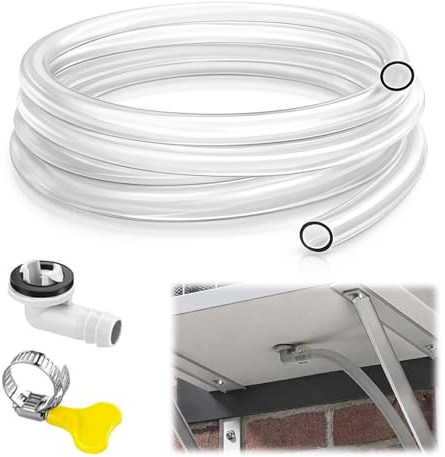10Ft Air Conditioner Drain Hose, Universal AC Drain Hose Portable Leakproof Air Conditioner Drain Kit with 3/5 inch Hose Connector and Clamp for Mini Split AC&Portable AC Washer