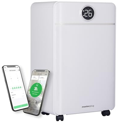 Masterplug 3 in 1 Smart Dehumidifier with Air Purifier and Ioniser, 12L, Wi-Fi App Control, Auto Defrost, Timer, Quiet Operation, Energy Saving, 4 Modes, SmartEnergy, White, 185W, DHU12W185UK