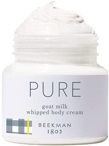 Beekman 1802 Whipped Body Cream – Rich Body Butter & Moisturizing Body Cream, Goat Milk Lotion, Shea Butter & Vitamin E, Hydrating Body Moisturizer for Dry Skin - Pure 8 oz