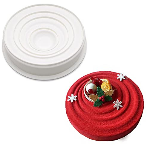 HOMUT 8.7inch Silicone Mousse Cake Mold - Durable Round Ripple Pan for Chiffon, Rainbow, Wedding & Festival Cakes - Baking Tools - White