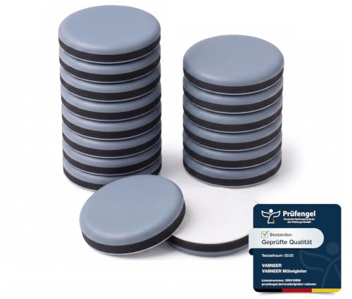 VABNEER Feltrini Teflon per Mobili, 16 Pezzi Cuscinetti Scivoli Rotondi Autoadesivi in PTFE, per Spostare Mobili Pesanti su Pavimenti Duri e Moquette, Ideali per Sedie, Tavoli e Divani (40mm)