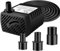 JIERTOP Aquariumpumpe 250 L/H Teichpumpe Ultra leise Geräusche mit 1,83 m Netzkabel Wasserpumpe mit 4 starken Saugnäpfen und 3 Düsen für Springbrunnen Aquarium Hydrokultur Garten Teich Statue