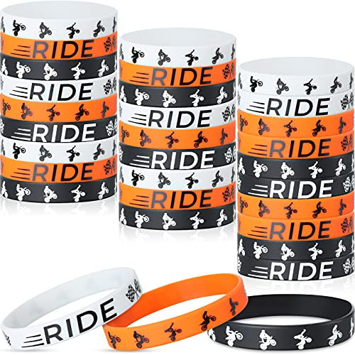 Mtlee 30 Pcs Dirt Bike Party Favors Motocross Silicone Rubber Bracelets