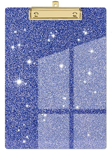 Piasoenc Acryl Klemmbretter, Mode Glitter Klemmbrett, Standard Letter Größe Klemmbrett, A4 Größe 12,5 x 9, Cute Konfetti Klemmbretter für Frauen, Rose Gold Desk Bürobedarf und Zubehör