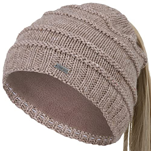 Faera Damen Wintermütze Zopfmütze Zopfloch Loch Zopf Beanie Mütze Strickmütze 72
