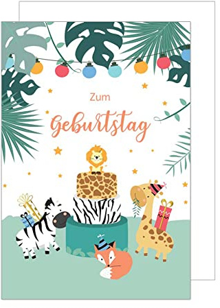 Edition Seidel Premium Geburtstagskarte mit Umschlag. Glückwunschkarte Grusskarte Kindergeburtstag Billet Kinder Junge Mädchen Tierische Karte zum Geburtstag lustige (G3096 SW022)