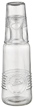 APS 10690 Jarra de vidrio OLD FASHIONED, vidrio, juego de 2 piezas, compuesto por: - Jarra de vidrio Ø 9,5 cm, H: 27 cm, 1 litro - Vaso para beber Ø 8 cm, H: 12 cm, 0,3 litro