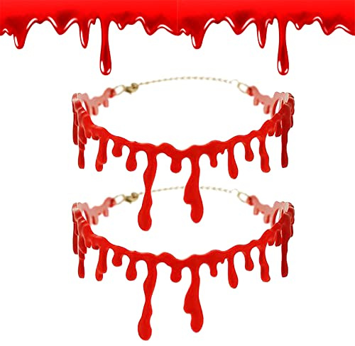 Butyeak Collier de Faux Sang de Fête D'halloween, 2 Pièces Collier de Sang D'halloween, Effrayant Chaîne ​de Fête d'halloween Décorations de Cosplay