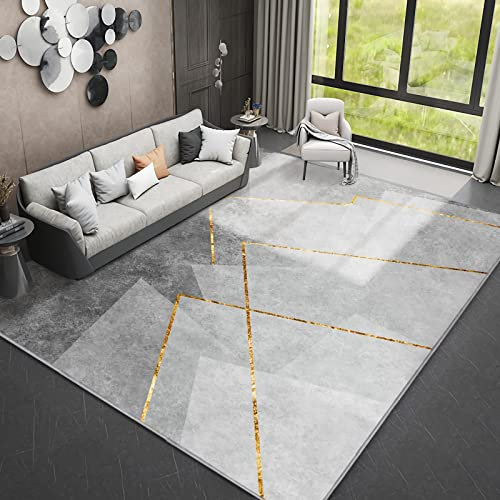 Teppich modernes Wohnzimmer,Waschbarer Teppich Mit Geometrischem Design In Schwarz, Grau, Gelb teppiche fürs kinderzimmer,Dekoration Wohnzimmer modern 120x160cm