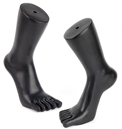 Framendino, 2 Stück Kunststoff Mannequin-Fuß-Display Modellständer für Schmuck Knöchel Kette Socken Schuhe schwarz links rechts