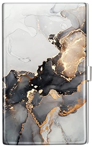 Swooflia Visitenkartenetui aus Metall für Damen und Herren, grau (grey marble), Minimalistisch