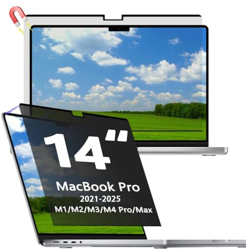 Magnetischer Blickschutzfilter für MacBook Pro 14 Zoll (2021-2025, M1, M2, M3, M4), Blendschutz, Blaulichtschutz, Anti-Fingerabdruck, Abnehmbar, Sichtschutzfolie für Mac Pro 14,2 Zoll Laptop Computer