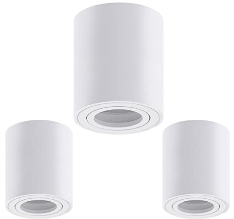 Oktaplex 3x Aufbaustrahler Lile M für GU10 & LED-Module 230V Spot weiß | Direktanschluss 230V,30° schwenkbar, Aufbaurahmen GU10 & Ø50 mm LED Module Aluminium, LED Aufbauleuchte weiß rund IP20