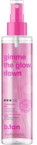 b.tan Clear Face Self Tanning Mist | Gimme The Glow Down - Best Facial Tan Spray, Gradual Bronzing Fake Tanning Water, Ultra Hydrating, Infused with Rosewater, Vegan, Cruelty Free, 190ml