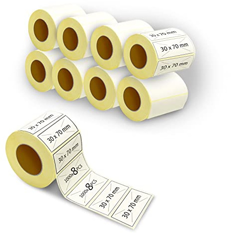 m MU Etiketten Selbstklebend, 70×30MM, 8 Rolle Pack Etikett x 1000 St. Je Rolle = 8000 Label, Kompatibel für Etikettendrucker,DHL-UPS-DPD,Adressetiketten Selbstklebend|7×3CM