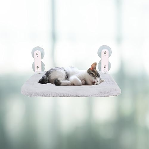 SANON Cat Window Bed Hammock, Foldable Cat Window Perch with Strong Suction Cups Mount