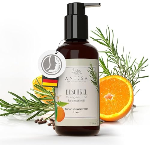 Anissa Naturkosmetik Duschgel Damen 200ml - Sanfte Reinigung & Pflege für empfindliche Haut - Natürliche Inhaltsstoffe für Feuchtigkeit & Regeneration, Frischer Duft