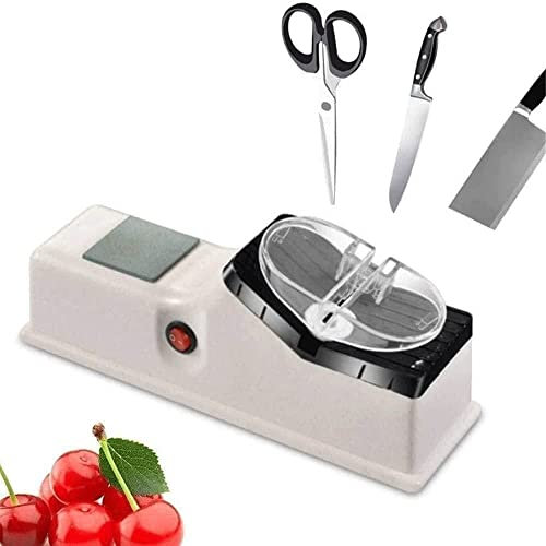 CAFFIA Knife Sharpener, 2 Stage Electric Knife Sharpener for Home, 15 Degree Quick Sharpening, with Scissors Sharpener and Metal Dust Collection Box, Work Continuously
