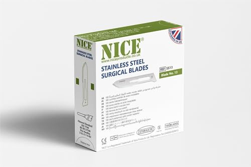 NICE 100 x No.13 Sterile Stainless Steel Surgical Blades SS13
