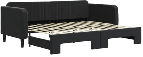 vidaXL Tagesbett, Sofabett Ausziehbar, Gästebett Schlafsofa für Schlafzimmer Wohnzimmer, Ausziehbett Sofa Bettsofa, Modernes Design, Schwarz 90x200cm Samt