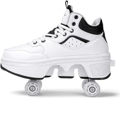 Roller Skates Schuhe, 2 in 1 Mehrzweckschuhe, mit multifunktionalen Deformation Skate Roller Skates Skate Outdoor Sportschuhe für Erwachsene Unisex,43