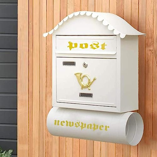 Cassetta postale creativa in metallo Cassetta postale domestica di grande capacità con secchiello per giornali Cassetta per pacchi Cassetta delle lettere per montaggio a parete Decorazione prati