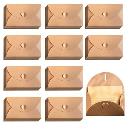 100 Stück Kraftpapier-umschläge, Liebesumschläge, Kreative Umschlagtaschen, Einfarbige Umschläge, Kartenaufbewahrung, Grußkarten-einladungen, Kreative Einladungen