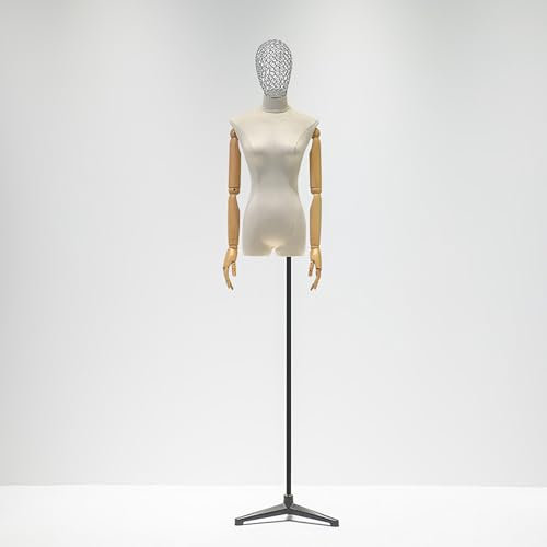 Rozhuhro Deko Mannequin, Schaufensterpuppe Torso weiblich, Schaufensterpuppe, Schneiderpuppe, Metall Schneiderpuppe,Weiß,B