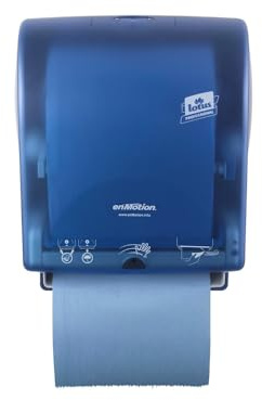 Dispenser di Asciugamani Carta Automatico con Cellula Infrarossi per Bagno, con Batteria, in Plastica, 33.5x36x25cm, Blu