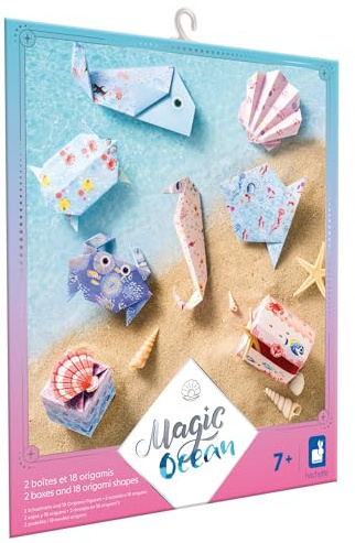 Janod - Origami - Ozean-Thema - 20 Origami zum Basteln - Magic Ocean - Kreativset für Kinder - Förderung der Feinmotorik und Konzentration – Ab 7 Jahren – J07749