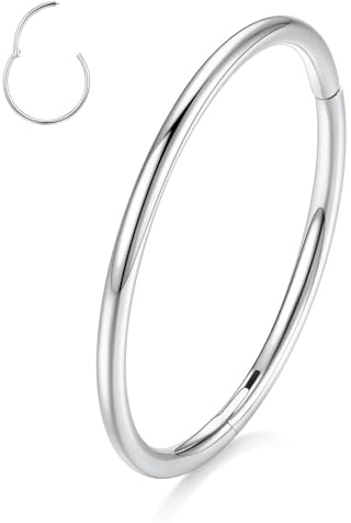 AROWRO 316L Surgical Steel Klappnasenringe Hoop 20G 18G 16G 14G 12G Nahtlose Piercingringe für Nasenseptumknorpel Helix Tragus Conch Rook Daith Lappendurchmesser 6 mm bis 14 mm
