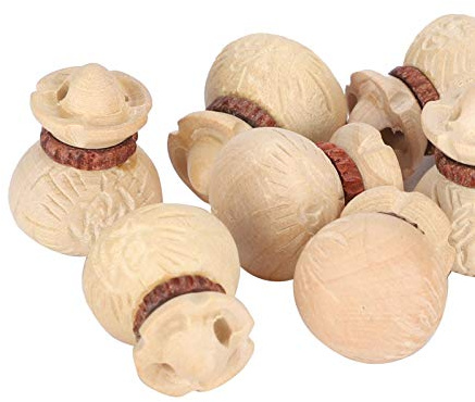 LetCart Accesorios de tallado de boj, colgante de bolsa de la suerte, 10 piezas de madera natural, suministros hechos a mano