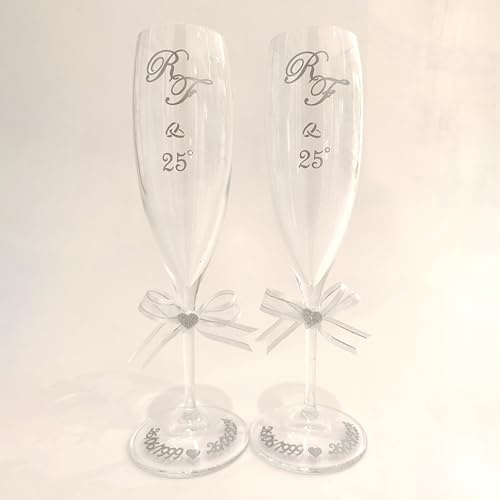 Coppia di Calici Bicchieri Flute in CRISTALLO personalizzabili ideali per Matrimonio, Anniversario, Compleanno, Laurea ed ogni tuo evento
