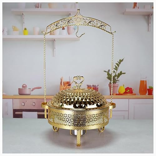 Yiustldd Gold Chafing Dish Buffet Set, Full Size Buffet Servers and Warmers Set Warming Tray with Water Pan, Food Pan, Fuel Holder and Lid for Catering Party Event Serving,4.5L