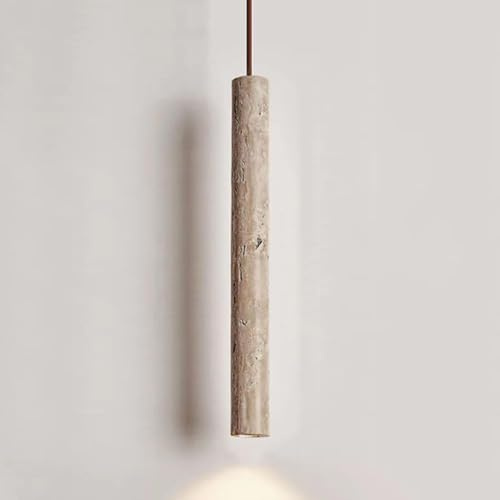 HAvern Lampadario a Sospensione in Marmo Vintage, Moderno di Mezza Età, Lampada per Scala Rustica, Striscia Lunga, Plafoniera Sospesa in Pietra, G9, 40 x 4,5 cm, Warm Light