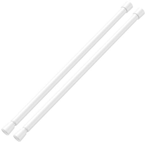 AIZESI 2 Stück gardinenstange ohne bohren 39-68cm，5/8 Durchmesser, teleskopstange vorhang, weiß gardinenstange zum klemmen - Teleskopstange, Duschstange & Kleiderstange