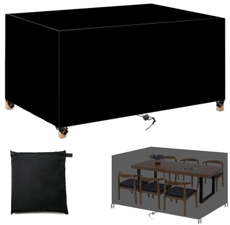 SYC Housse Salon de Jardin,420D Oxford Tissu Rectangulaire Couverture de Protection Meubles,Imperméable RéSistance au Vent,pour Table, Chaise et Canapé-Black|| 180x120x74cm