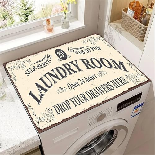 Morbuy Protector Superior para Lavadora y Secadora, Estilo Vintage Cubierta Superior para Lavadora Protector Superior Lavadora Absorbente Funda para Lavadora y Secadora (Estilo Antiguo,60x60cm)