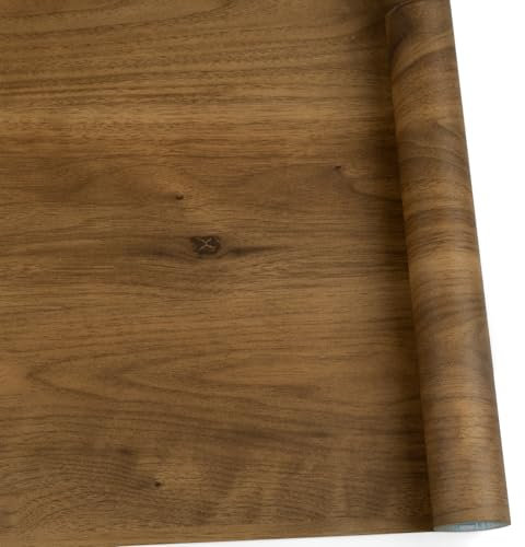 Abyssaly Papel pintado autoadhesivo de vinilo con efecto de madera para muebles, rollo de plástico de madera de roble oscuro, papel tapiz marrón para escritorio, encimera de cocina, alféizar de